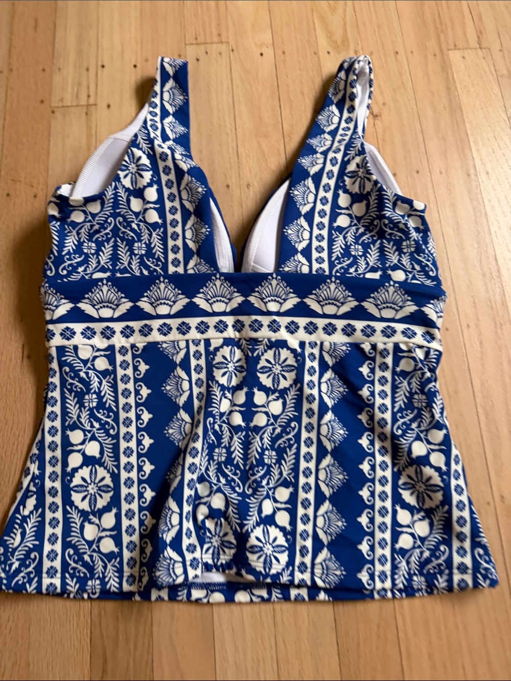 Boden NWT Porto Tankini Swim Top Size 12 Blue White Resort Vacation Santorini - Picture 3 of 7